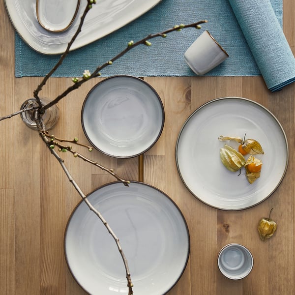 GLADELIG deep plate, grey, 21 cm