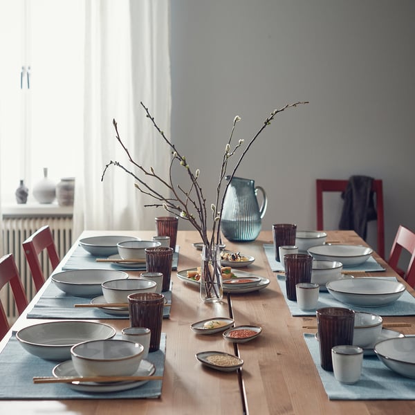 GLADELIG deep plate, grey, 21 cm