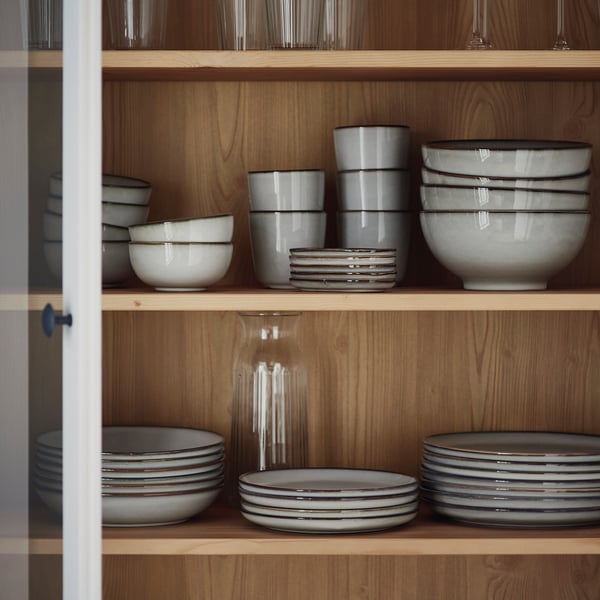 GLADELIG deep plate, grey, 21 cm