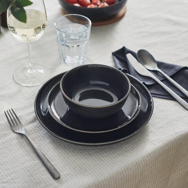 GLADELIG plate, dark grey, 25 cm