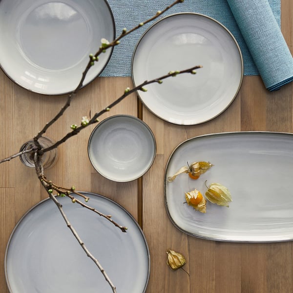 GLADELIG plate, grey, 20x13 cm