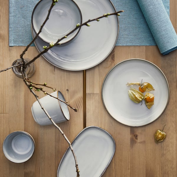 GLADELIG plate, grey, 25 cm