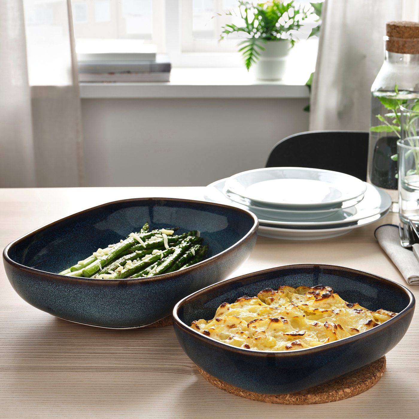 GLADELIG oven dish, set of 2, blue