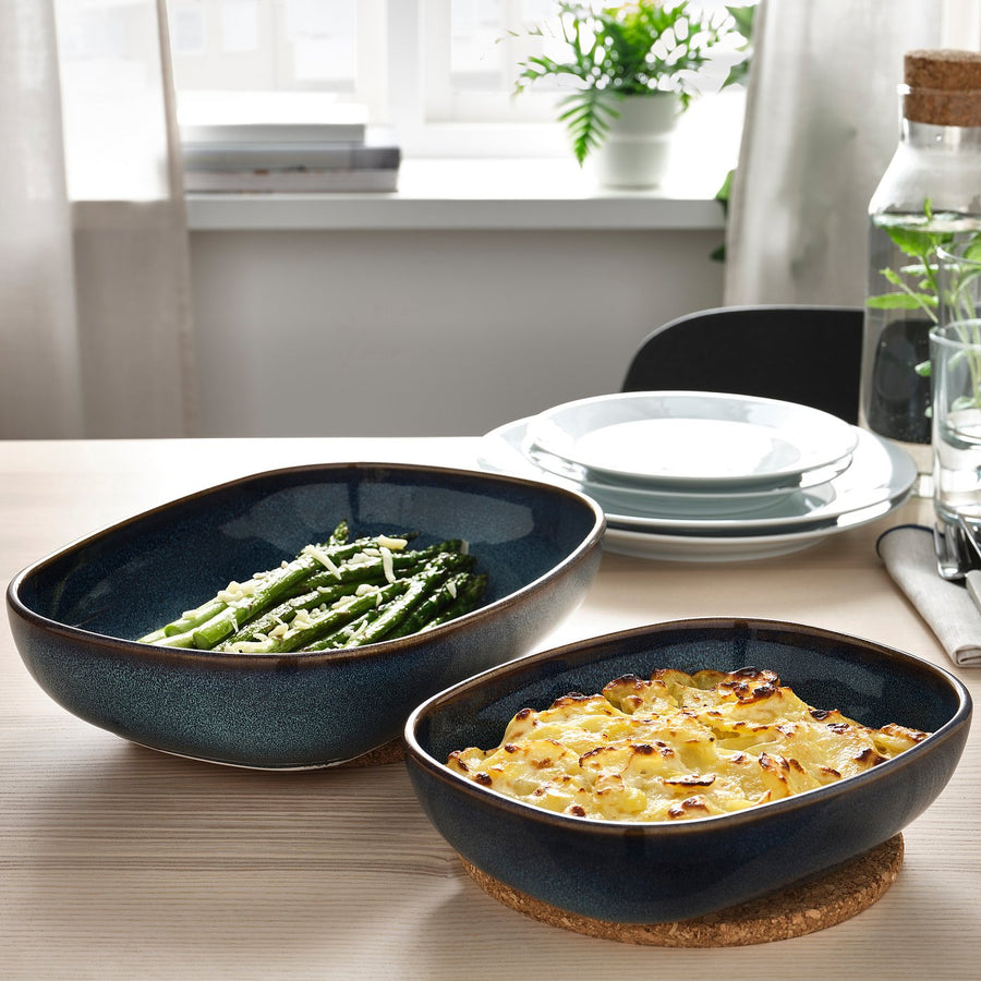 GLADELIG oven dish, set of 2, blue