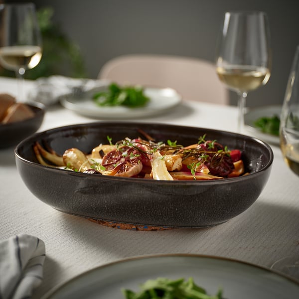 GLADELIG oven dish, set of 2, dark grey