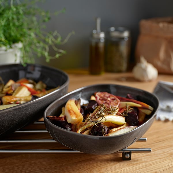 GLADELIG oven dish, set of 2, dark grey