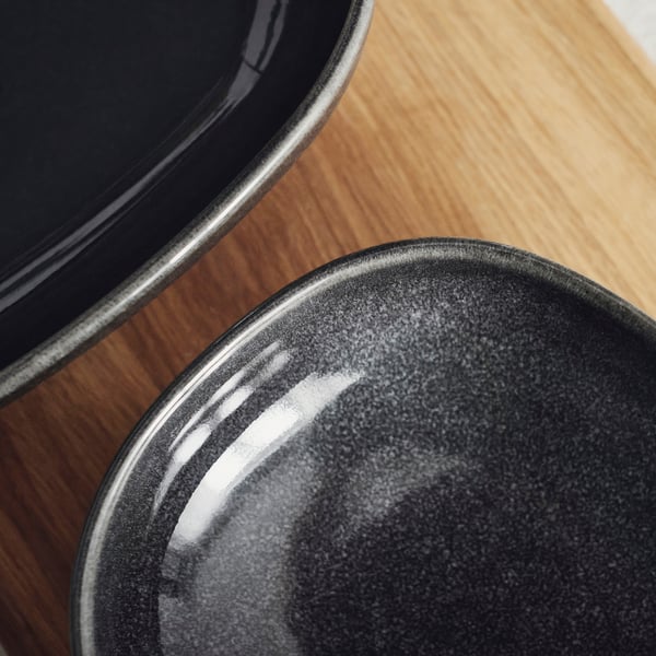 GLADELIG oven dish, set of 2, dark grey