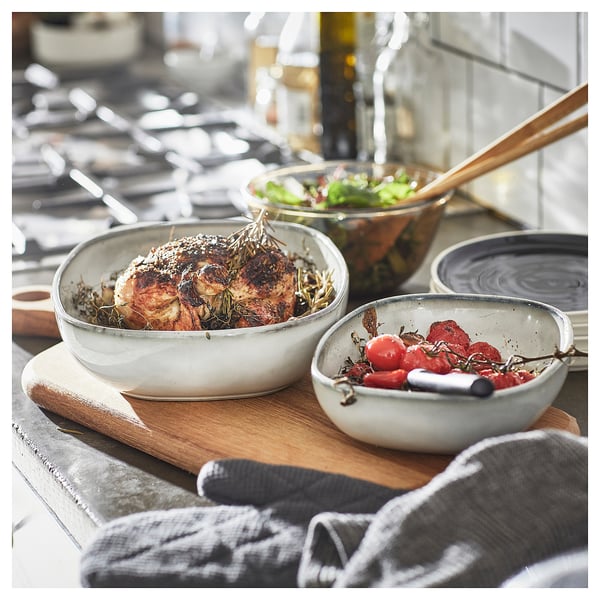 GLADELIG oven dish, set of 2, grey