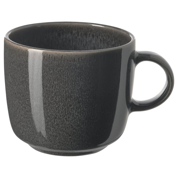 GLADELIG mug, dark grey, 37 cl