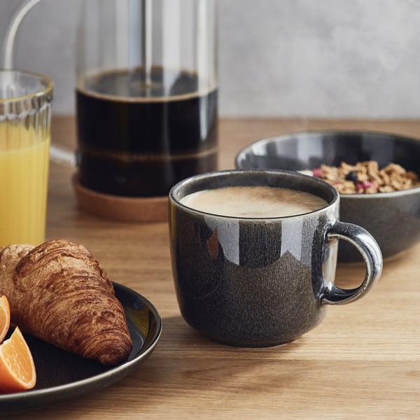 GLADELIG mug, dark grey, 37 cl