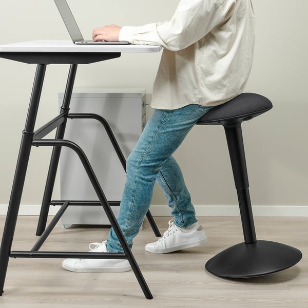 GLADHÖJDEN / NILSERIK table and sit/stand support, anthracite/grey
