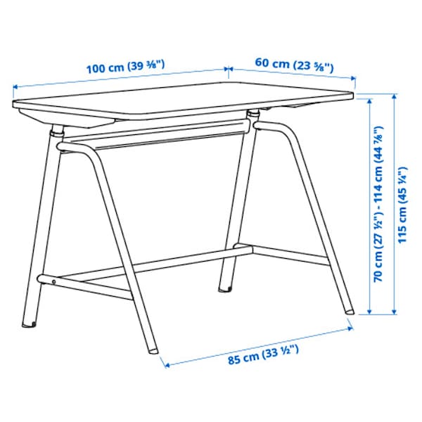 Ikea GLADHÖJDEN / NILSERIK - Table and stool for active seating, anthracite/grey ,