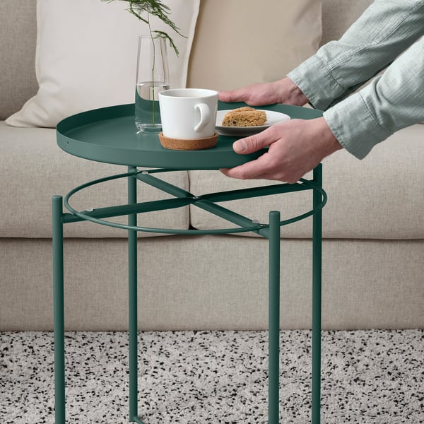 GLADOM - GLADOM Tray table, dark grey-green, 45x53 cm
