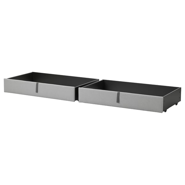 GLADSTAD upholstered bed storage box, Kabusa light grey, 200 cm, 2 pack