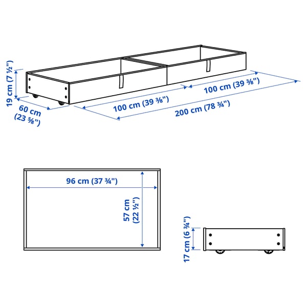 GLADSTAD upholstered bed storage box, Kabusa light grey, 200 cm, 2 pack