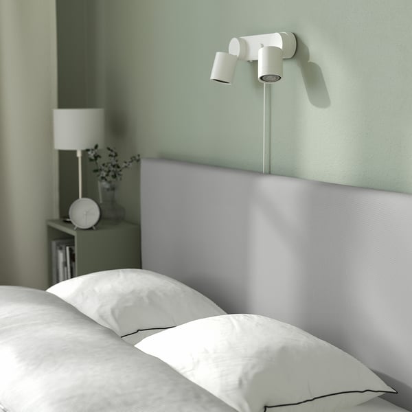 GLADSTAD Upholstered bed, 2 containers - Kabusa light grey 140x200 cm ,