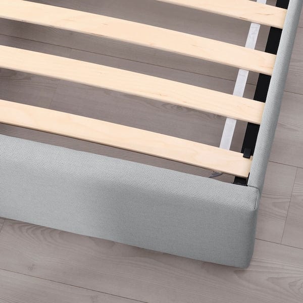 Ikea GLADSTAD Upholstered bed, 4 containers - Kabusa light grey 140x200 cm ,