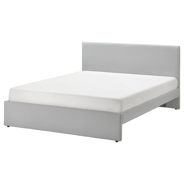 GLADSTAD upholstered bed frame, Kabusa light grey, 140x200 cm