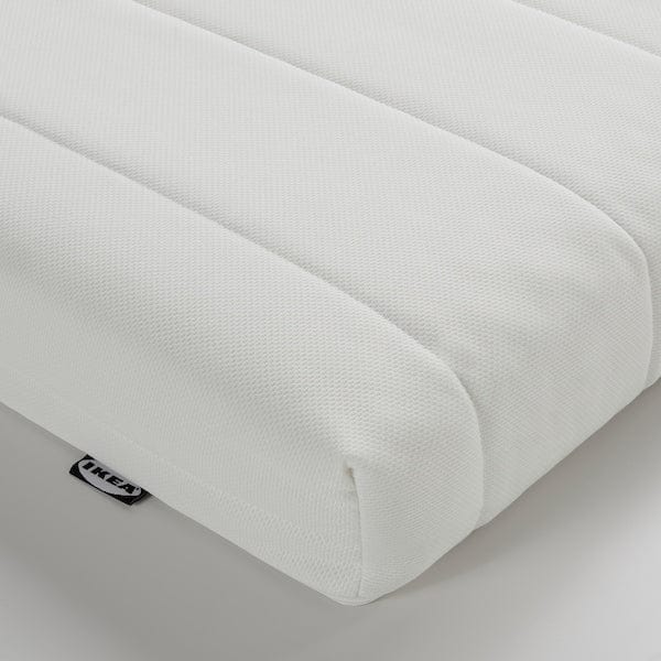 Ikea GLAMBERGET - Bed elongation/contenit/2 mattresses, pine/Åfjäll semi-rigid,80x200 cm
