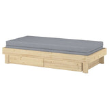 GLAMBERGET extendable bed w stor/2 mattresses, pine/Ågotnes firm, 80x200 cm