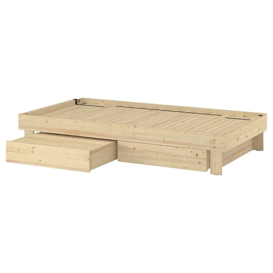 Ikea GLAMBERGET - Extending bed with storage, pine,80-160x200 cm