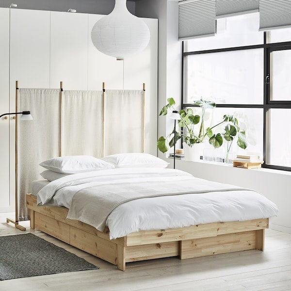 GLAMBERGET - Extending bed with storage, pine,80-160x200 cm