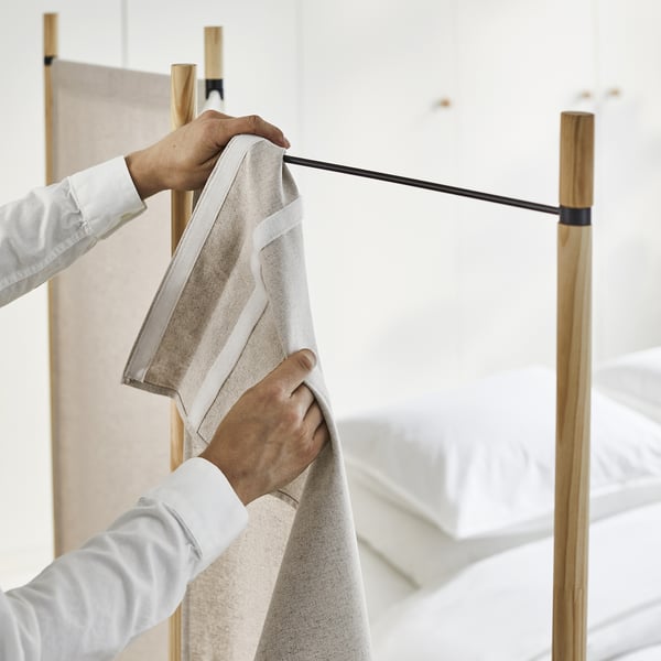 GLAMBERGET room divider, pine/Katorp beige, 150x150 cm