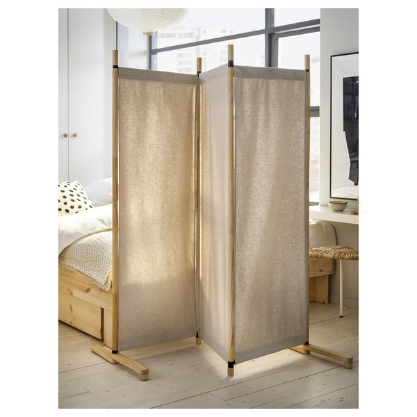 GLAMBERGET room divider, pine/Katorp beige, 150x150 cm