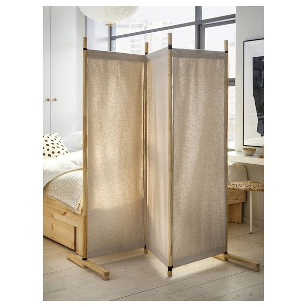 Ikea GLAMBERGET - Set camera da letto 3 pezzi, pino/Katorp beige,80-160x200 cm