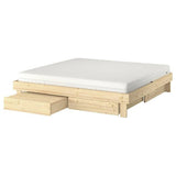GLAMBERGET bed frame with storage and mattress, pine/Åkrehamn medium firm, 160x200 cm