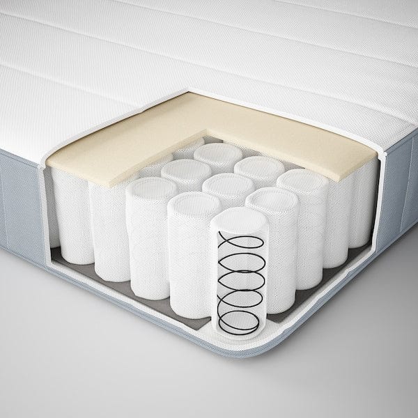 Ikea GLAMBERGET - Bed frame/container/materas, pine/Vesteröy extra rigid,90x200 cm