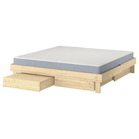 GLAMBERGET bed frame with storage and mattress, pine/Vesteröy firm, 160x200 cm