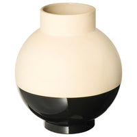 GLANSGRAN vase, beige/black, 23 cm