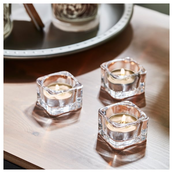 GLANSLIND scented tealight, smoky vanilla/light beige, 3.5 hr, 30 pack