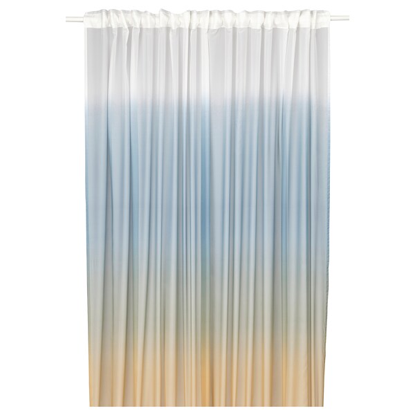 GLASÖRT - sheer curtain, 1 piece, grey-blue/dark beige,300x300 cm