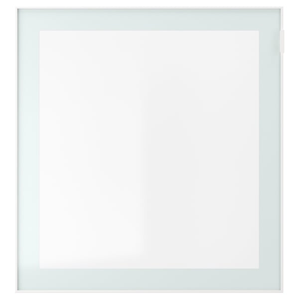 GLASSVIK glass door, white/light green clear glass, 60x64 cm