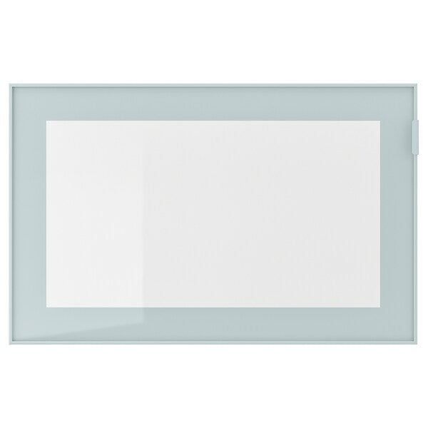 GLASSVIK - Glass door, light grey-blue/clear glass, 60x38 cm