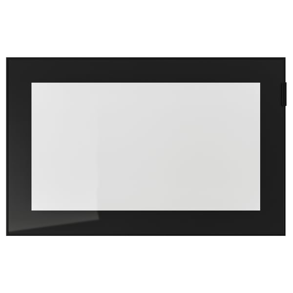 GLASSVIK glass door, black/clear glass, 60x38 cm