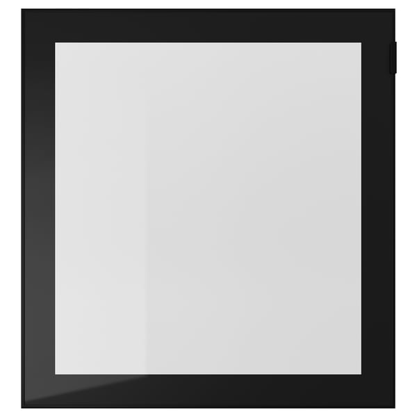 GLASSVIK - GLASSVIK Glass door, black/clear glass, 60x64 cm