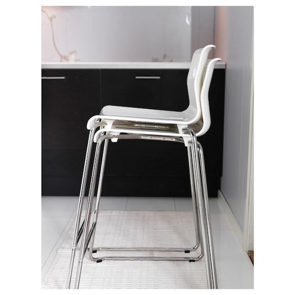 GLENN - Bar stool, white/chrome-plated, 66 cm