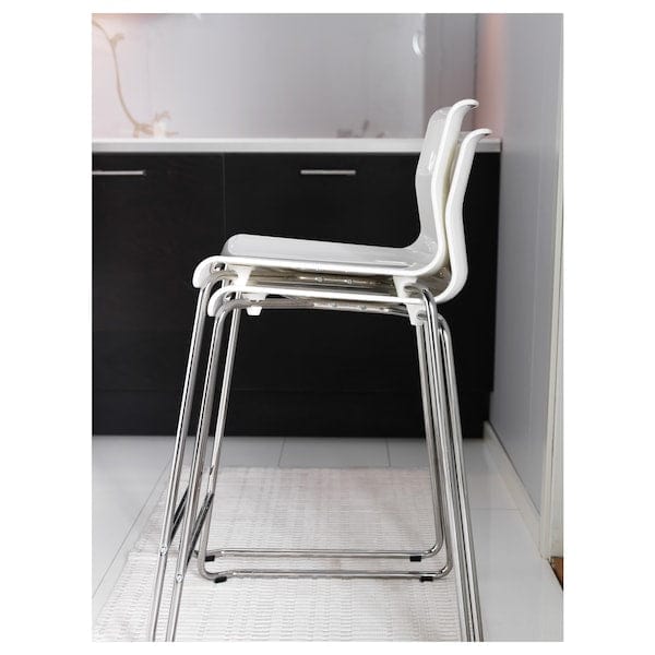 Ikea GLENN - Bar stool, white/chrome-plated, 66 cm