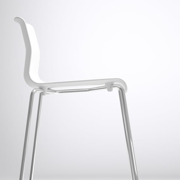 GLENN bar stool, counter height white/chrome-plated, 66 cm