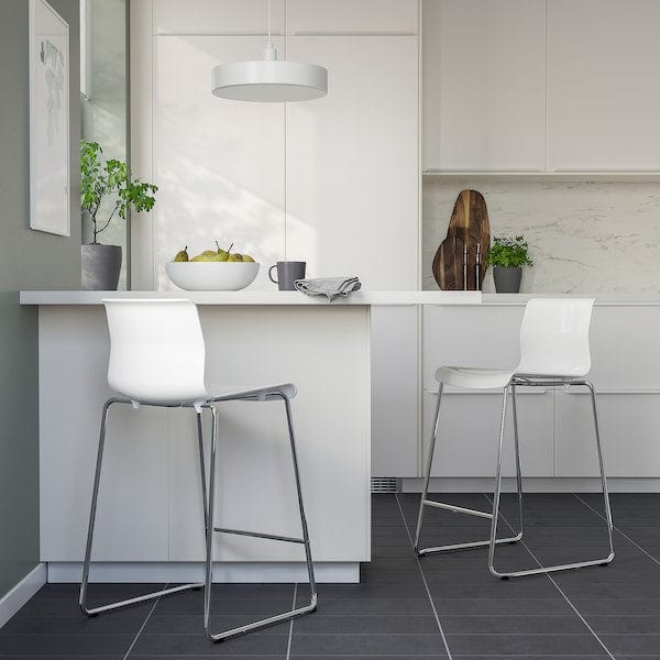 Ikea GLENN - Bar stool, white/chrome-plated, 66 cm