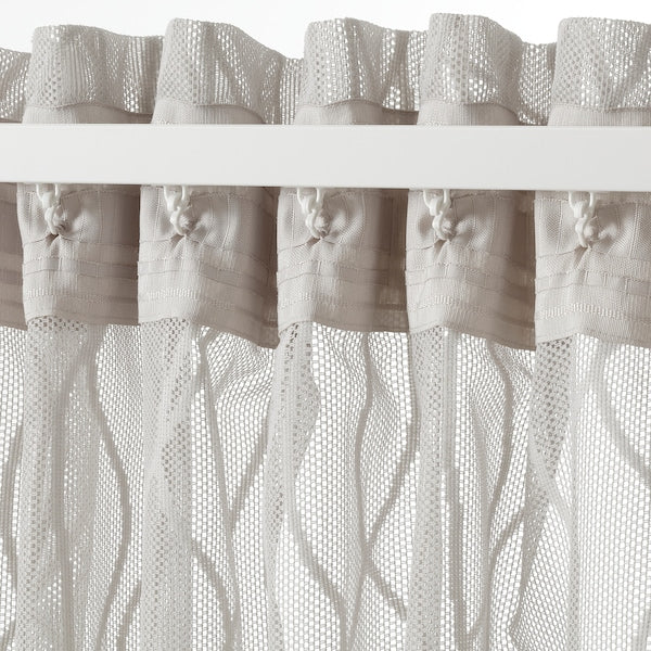 GLESGRÖE sheer curtains, 1 pair, grey/with heading tape, 145x300 cm