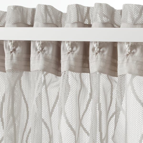 GLESGRÖE sheer curtains, 1 pair, grey/with heading tape, 145x300 cm