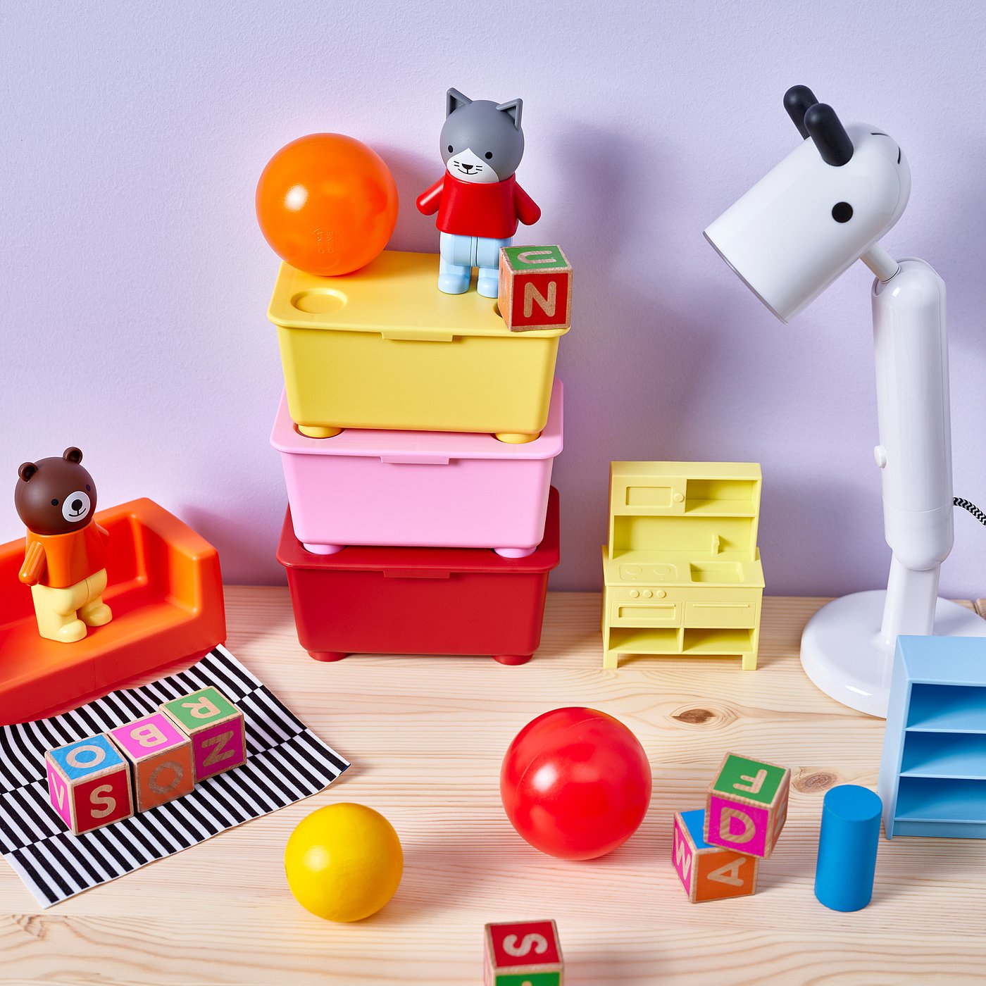 GLIS box with lid, red pink/yellow, 17x10 cm, 3 pack