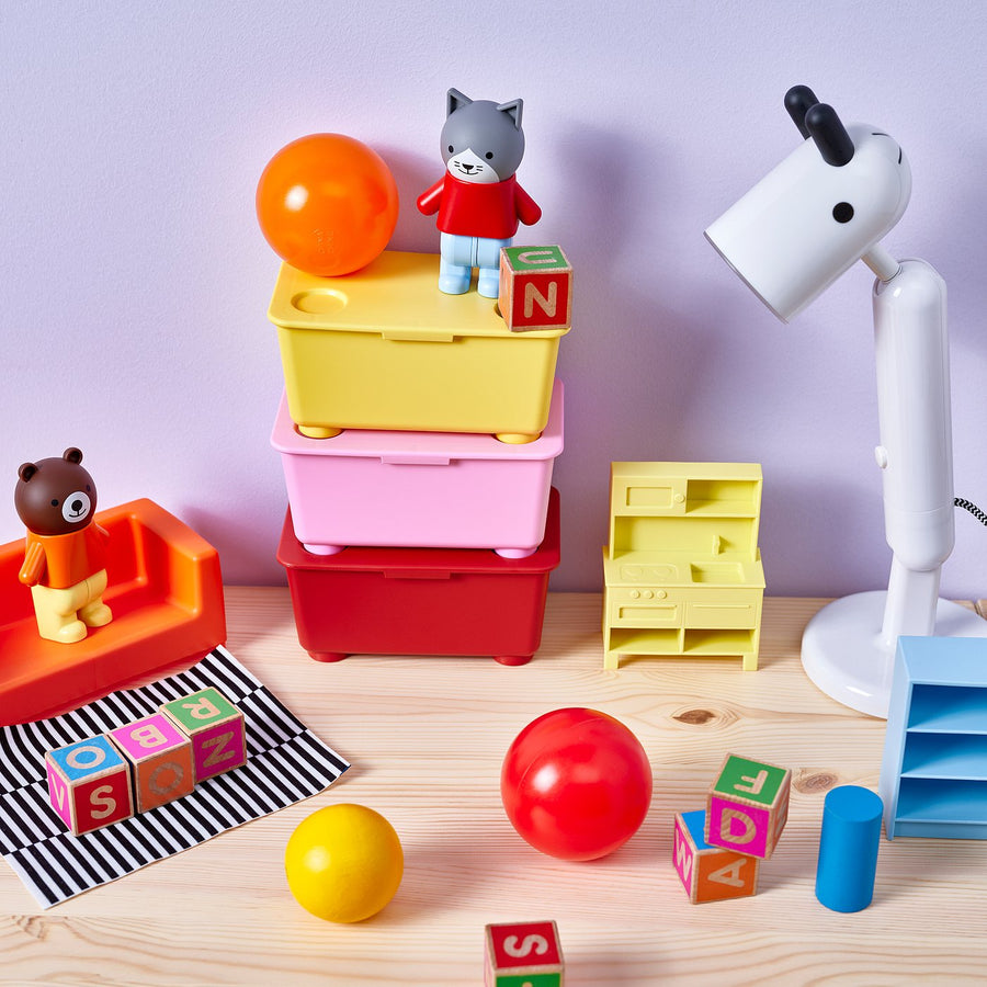 GLIS box with lid, red pink/yellow, 17x10 cm, 3 pack