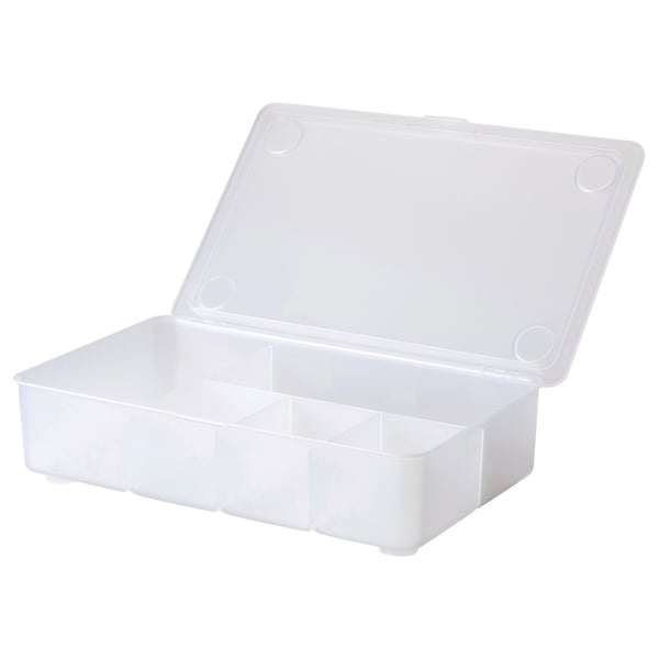 GLIS box with lid, transparent, 34x21 cm
