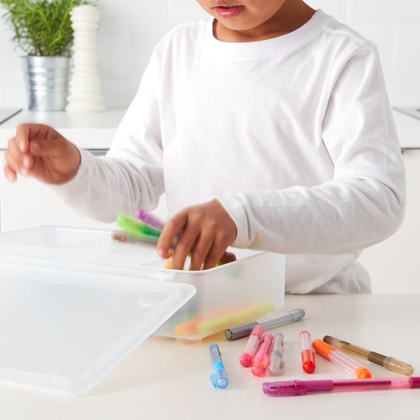 GLIS box with lid, transparent, 34x21 cm