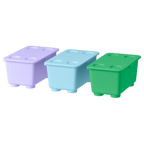 GLIS box with lid, green lilac/blue, 17x10 cm, 3 pack